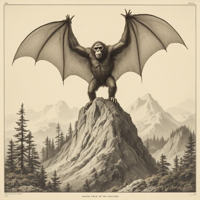 Naturalist plate illustrating Batsquatch, drawn from witness descriptions