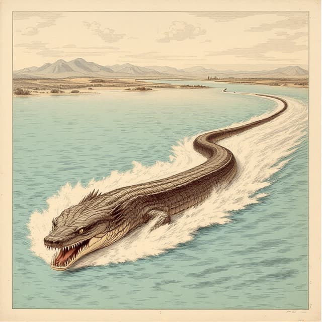 Naturalist plate illustrating Bear Lake Monster, drawn from witness descriptions