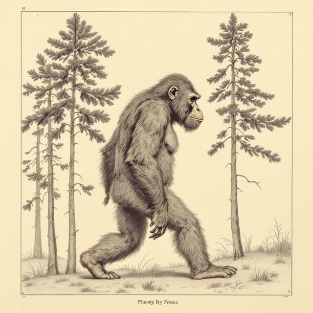 Naturalist plate illustrating Bigfoot, drawn from witness descriptions
