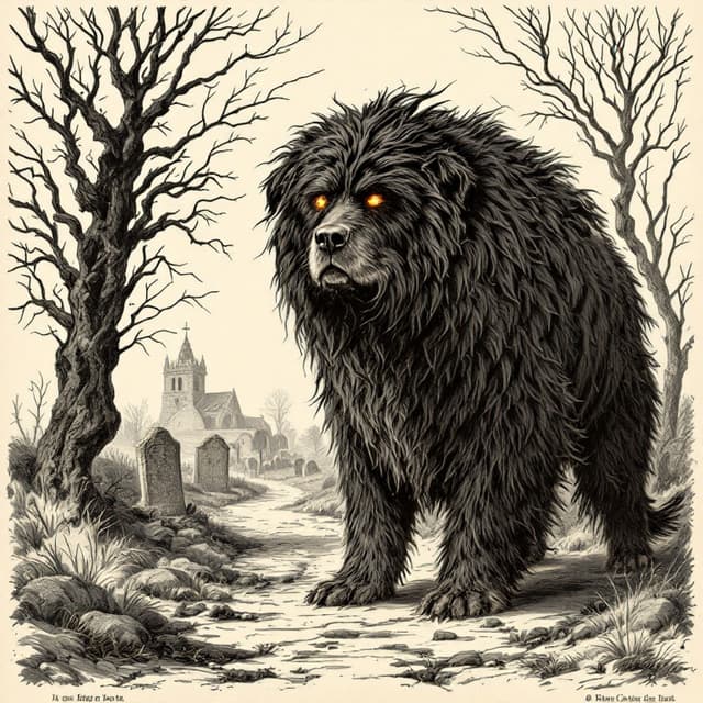 Naturalist plate illustrating Black Shuck, drawn from witness descriptions