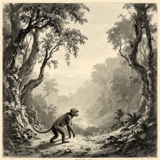 Planche naturaliste illustrant Homme-singe de Bukit Timah, dessinée d'après les descriptions de témoins