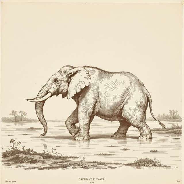 Planche naturaliste illustrant Emela-ntouka, dessinée d'après les descriptions de témoins