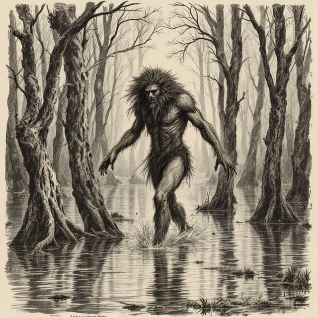 Planche naturaliste illustrant Monstre de Fouke, dessinée d'après les descriptions de témoins