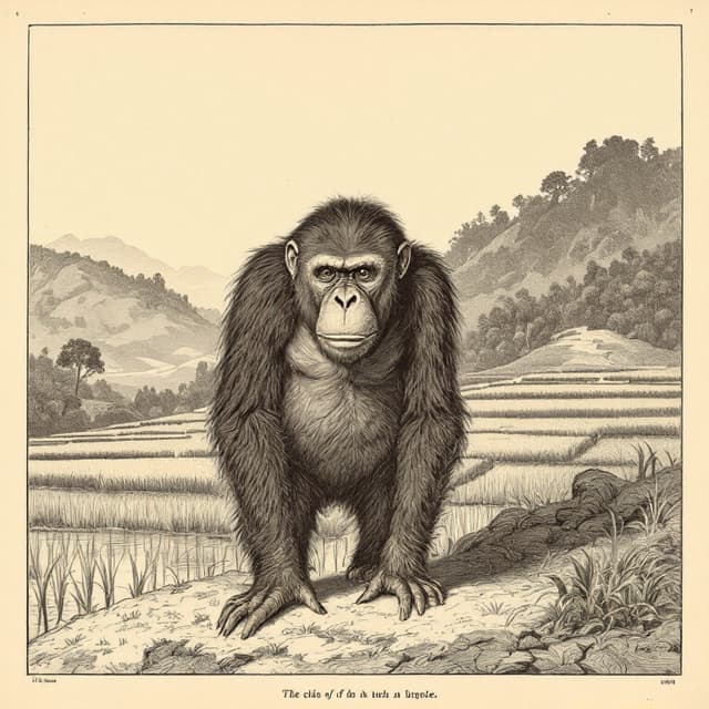 Planche naturaliste illustrant Hibagon, dessinée d'après les descriptions de témoins