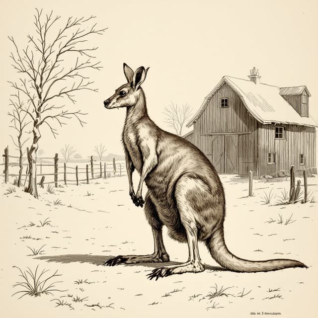 Naturalist plate illustrating Phantom Kangaroo, drawn from witness descriptions