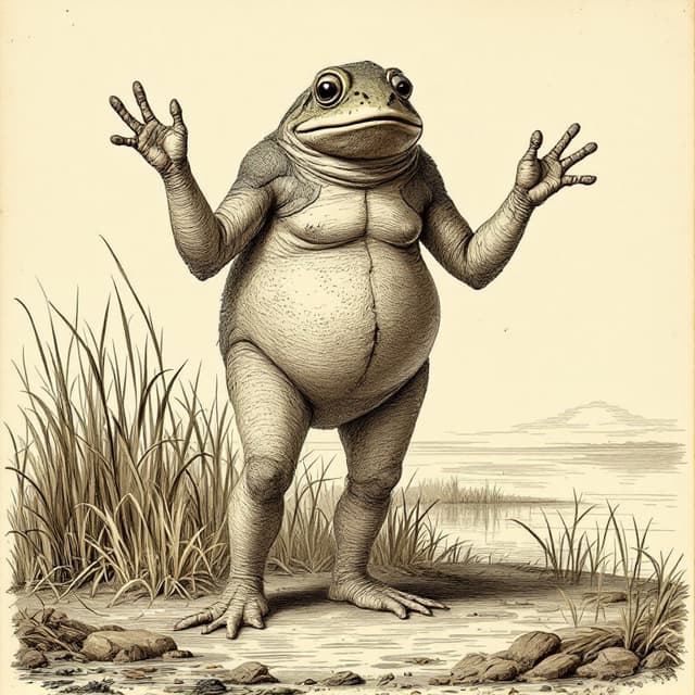 Planche naturaliste illustrant Homme-grenouille de Loveland, dessinée d'après les descriptions de témoins