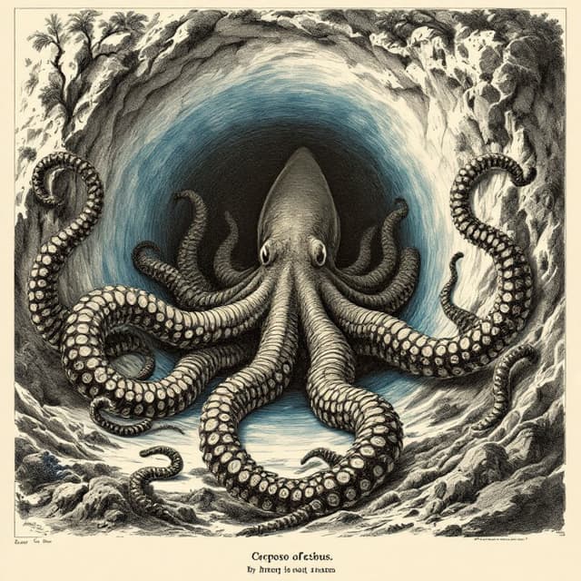 Naturalist plate illustrating Lusca, drawn from witness descriptions