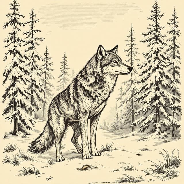 Planche naturaliste illustrant Dogman du Michigan, dessinée d'après les descriptions de témoins