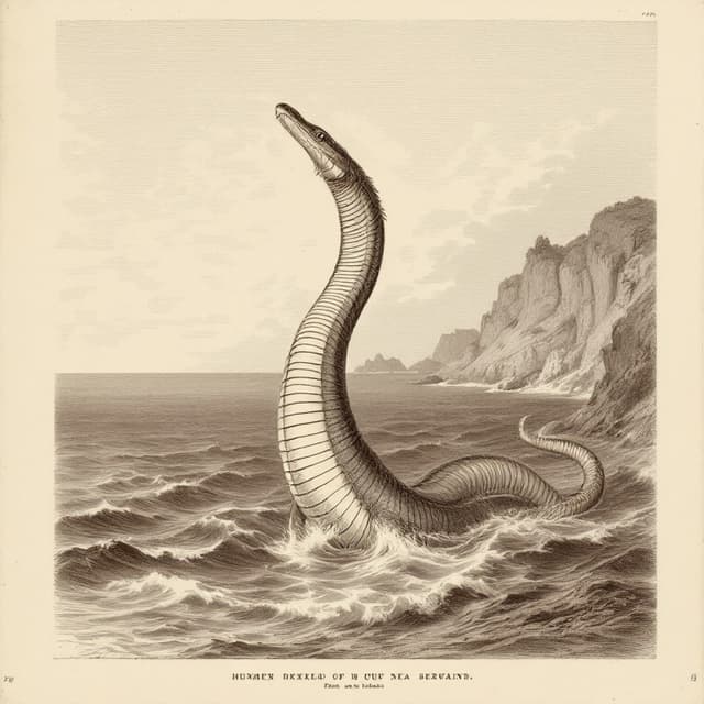 Planche naturaliste illustrant Morgawr, dessinée d'après les descriptions de témoins