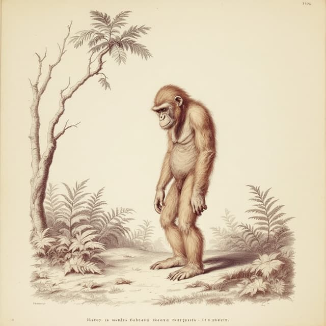 Naturalist plate illustrating Orang Pendek, drawn from witness descriptions