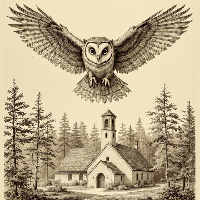 Planche naturaliste illustrant Owlman, dessinée d'après les descriptions de témoins