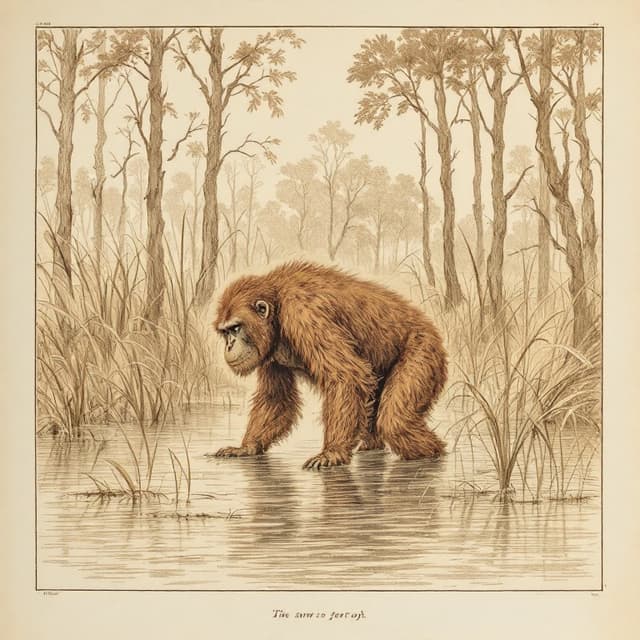 Planche naturaliste illustrant Skunk Ape, dessinée d'après les descriptions de témoins