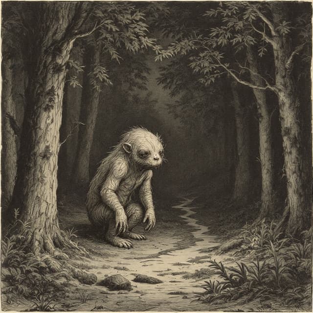 Naturalist plate illustrating Squonk, drawn from witness descriptions