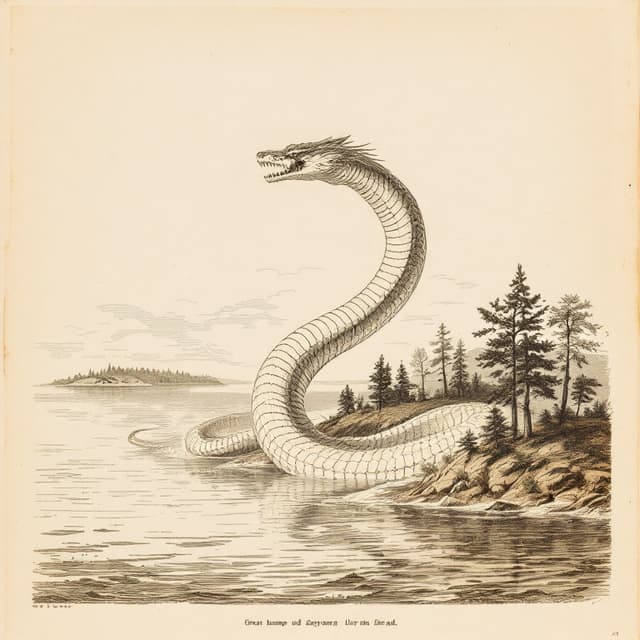 Planche naturaliste illustrant Storsjöodjuret, dessinée d'après les descriptions de témoins