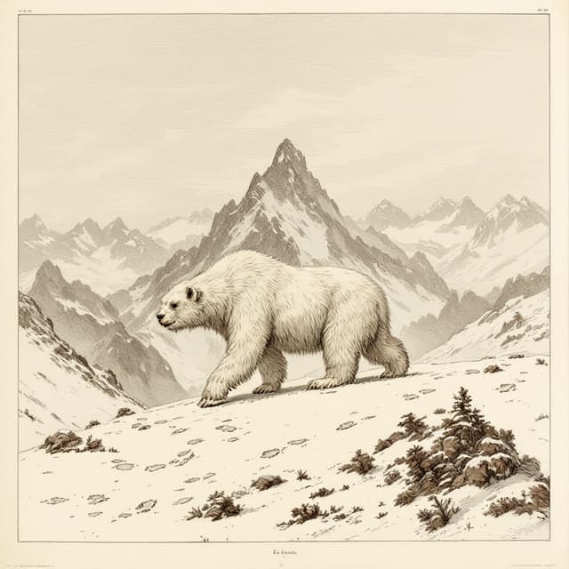 Naturalist plate illustrating Yeti, drawn from witness descriptions